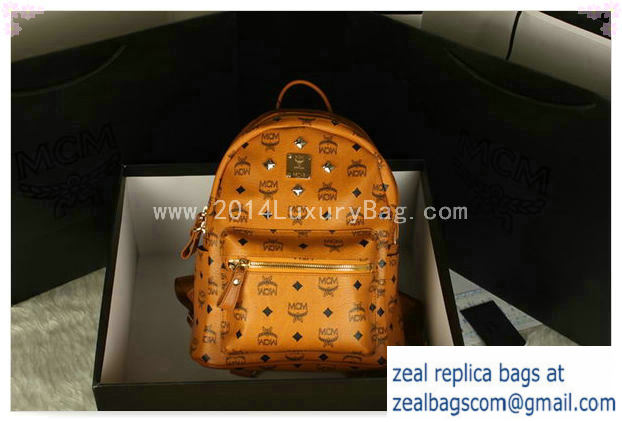 High Quality Replica MCM Stark Backpack Large in Calf Leather 8004 Camel